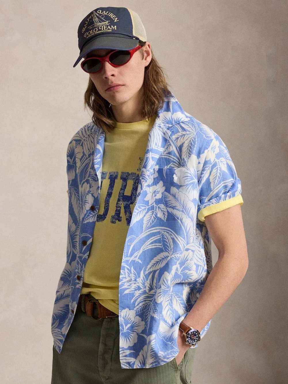 Polo Ralph Lauren Blue & White Hawaiian Camp Shirt nwt